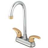 Elements of Design EB6494LL Two Handle 4" Centerset Bar Faucet without Pop-up, Polished Chrome/Polished Brass
