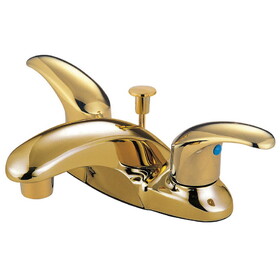 Elements of Design EB6622LL Two Handle 4" Centerset Lavatory Faucet with Retail Pop-up, Polished Brass