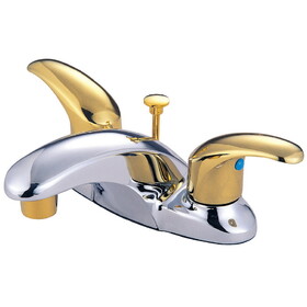 Elements of Design EB6624LL Two Handle 4" Centerset Lavatory Faucet with Retail Pop-up, Polished Chrome/Polished Brass