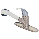 Elements of Design EB6707LL Single Handle Pull-Out Kitchen Faucet with White Spray, Satin Nickel/Polished Chrome