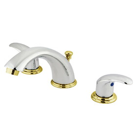Elements of Design EB6964LL Two Handle 8" to 16" Widespread Lavatory Faucet with Brass Pop-up, Polished Chrome/Polished Brass