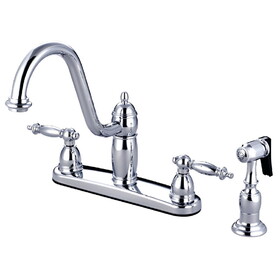 Elements of Design EB7111TLBS Double Handle 8" Kitchen Faucet with Brass Sprayer, Polished Chrome Finish