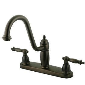Elements of Design EB7115TLLS Double Handle 8" Kitchen Faucet without Sprayer, Oil Rubbed Bronze Finish