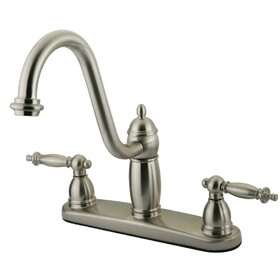 Elements of Design EB7118TLLS Double Handle 8" Kitchen Faucet without Sprayer, Satin Nickel Finish