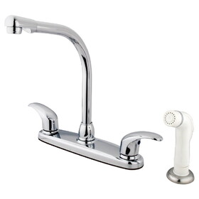 Elements of Design EB711LL Two Handle High Arch Spout Kitchen Faucet with White Sprayer, Polished Chrome