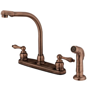 Elements of Design EB716ALSP High Arch Kitchen Faucet With Non-Metallic Sprayer, Antique Copper