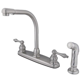 Elements of Design EB718ALSP High Arch Kitchen Faucet With Non-Metallic Sprayer, Satin Nickel