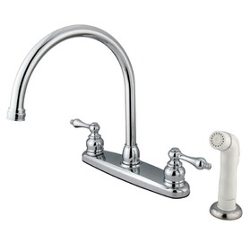Elements of Design EB721AL Two Handle Goose Neck Kitchen Faucet with White Sprayer, Polished Chrome