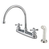 Elements of Design EB721AX Two Handle Goose Neck Kitchen Faucet with White Sprayer, Chrome