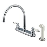 Elements of Design EB721 Two Handle Goose Neck Kitchen Faucet with White Sprayer, Polished Chrome