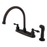Elements of Design EB725ALSP Two Handle Goose Neck Kitchen Faucet with Non-Metallic Sprayer, Oil Rubbed Bronze