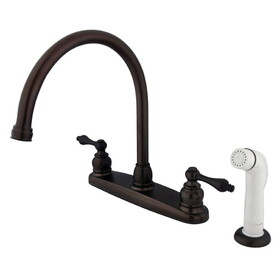 Elements of Design EB725AL Two Handle Goose Neck Kitchen Faucet with White Sprayer, Oil Rubbed Bronze