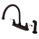Elements of Design EB725SP Two Handle Goose Neck Kitchen Faucet with Sprayer, Oil Rubbed Bronze