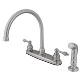 Elements of Design EB728ALSP Two Handle Goose Neck Kitchen Faucet with Non-Metallic Sprayer, Satin Nickel