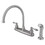 Elements of Design EB728ALSP Two Handle Goose Neck Kitchen Faucet with Non-Metallic Sprayer, Satin Nickel