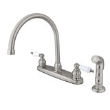 Elements of Design EB728SP Two Handle Goose Neck Kitchen Faucet with Sprayer, Satin Nickel