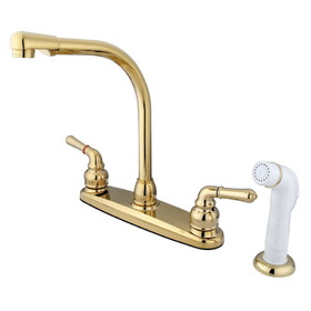 Elements of Design EB752 8" High Arch Kitchen Faucet With Sprayer, Polished Brass