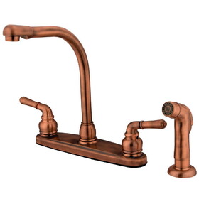 Elements of Design EB756SP 8" High Arch Kitchen Faucet With Sprayer, Antique Copper