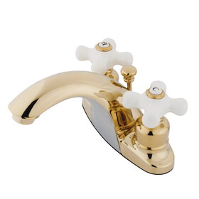 Elements of Design EB7642PX Two Handle 4" Centerset Lavatory Faucet with Retail Pop-up, Polished Brass Finish