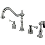 Elements of Design EB7791BLBS 8-Inch Widespread Kitchen Faucet with Brass Sprayer, Polished Chrome