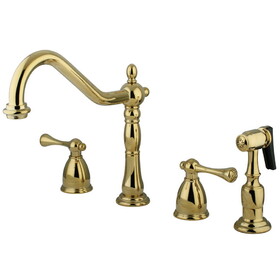 Elements of Design EB7792BLBS 8-Inch Widespread Kitchen Faucet with Brass Sprayer, Polished Brass