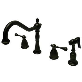 Elements of Design EB7795BLBS Double Handle 8" Widespread Kitchen Faucet with Brass Sprayer, Oil Rubbed Bronze Finish
