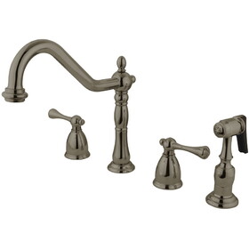 Elements of Design EB7798BLBS 8-Inch Widespread Kitchen Faucet with Brass Sprayer, Brushed Nickel