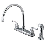 Elements of Design EB791SP Two Handle Kitchen Faucet with Non-Metallic Side Sprayer, Polished Chrome
