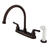 Elements of Design EB795 Two Handle Goose Neck Kitchen Faucet with White Side Sprayer, Oil Rubbed Bronze