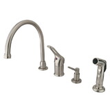 Elements of Design EB818K8 Single Loop Handle Kitchen Faucet with Soap Dispenser and Side Sprayer, Satin Nickel
