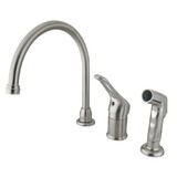 Elements of Design EB818 Single Loop Handle Kitchen Faucet with Non-Metallic Side Sprayer, Satin Nickel