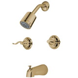 Elements of Design EB8242NFL Tub and Shower Faucet with 2 Handles, Polished Brass