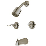 Elements of Design EB8248NFL Tub and Shower Faucet with 2 Nuwave Handles, Brushed Nickel