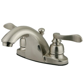 Elements of Design EB8648NFL Two Handle 4" Centerset Lavatory Faucet with Retail Pop-up, Satin Nickel Finish