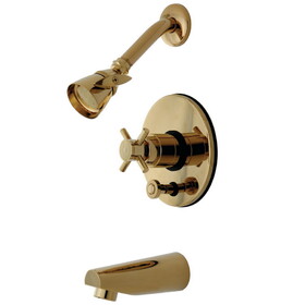 Elements of Design EB86920DX Tub and Shower Faucet with Diverter and Dx Handle, Polished Brass