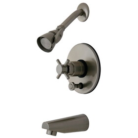 Elements of Design EB86980DX Tub and Shower Faucet with Diverter and Dx Handle, Brushed Nickel