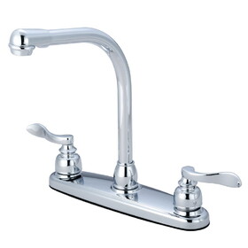 Elements of Design EB8751NFLLS Double Handle 8" Centerset High-Arch Kitchen Faucet, Polished Chrome Finish