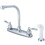Elements of Design EB8751NFL Double Handle 8" Centerset High-Arch Kitchen Faucet with White Sprayer, Polished Chrome Finish