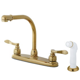 Elements of Design EB8752NFL Centerset Kitchen Faucet, Polished Brass