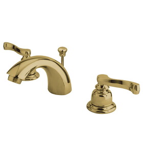 Elements of Design EB8952FL Two Handle 4" to 8" Mini Widespread Lavatory Faucet with Brass Pop-up, Polished Brass