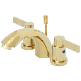 Elements of Design EB8952NDL Two Handle 4" to 8" Mini Widespread Lavatory Faucet with Brass Pop-up, Polished Brass Finish