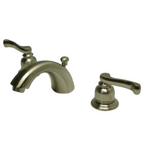 Elements of Design EB8958FL Two Handle 4" to 8" Mini Widespread Lavatory Faucet with Brass Pop-up, Satin Nickel