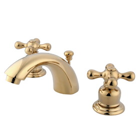 Elements of Design EB942AX Two Handle 4" to 8" Mini Widespread Lavatory Faucet with Retail Pop-up, Polished Brass