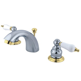 Elements of Design EB944B Mini-Widespread Lavatory Faucet with Retail Pop-Up, Polished Chrome/Polished Brass