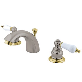 Elements of Design EB949B Mini-Widespread Lavatory Faucet with Retail Pop-Up, Brushed Nickel/Polished Brass