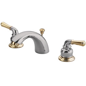 Elements of Design EB954 Two Handle 4" to 8" Mini Widespread Lavatory Faucet with Retail Pop-up, Polished Chrome/Polished Brass