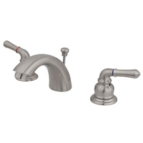 Elements of Design EB958 Two Handle 4" to 8" Mini Widespread Lavatory Faucet with Retail Pop-up, Satin Nickel