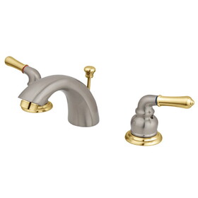 Elements of Design EB959 Two Handle 4" to 8" Mini Widespread Lavatory Faucet with Retail Pop-up, Satin Nickel/Polished Brass