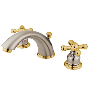 Elements of Design EB979X Two Handle 8" to 16" Widespread Lavatory Faucet with Retail Pop-up, Satin Nickel/Polished Brass
