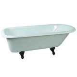 Elements of Design ECTND673123T5 67-Inch Cast Iron and Anti-Slide Roll Top Clawfoot Tub with Feet No Faucet Drillings, White/Oil Rubbed Bronze